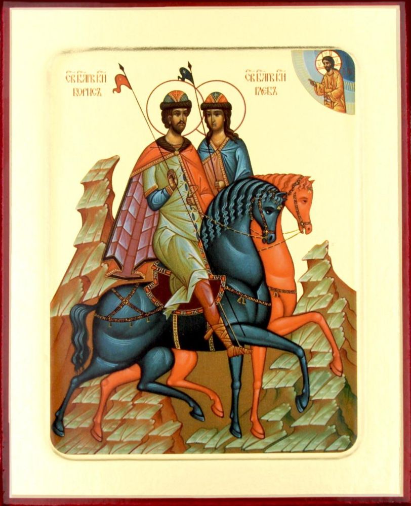 Икона Бориса и Глеба. блг. князей (на конях) (на дереве): 125 х 160
