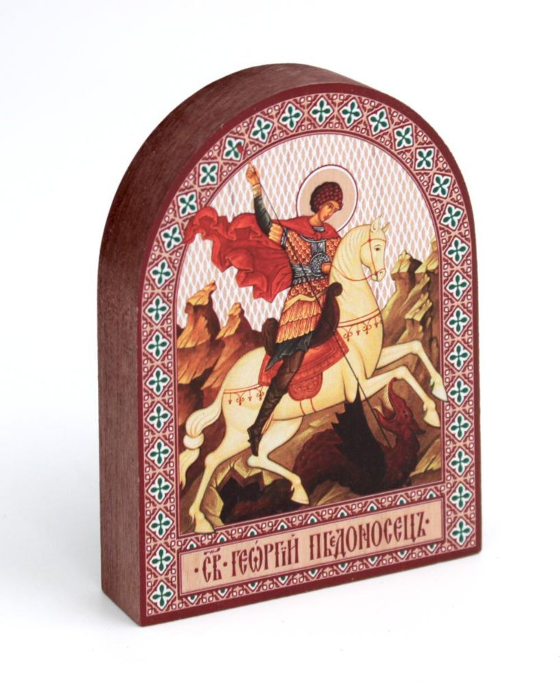 Икона аркой Георгий Победоносец (на коне), вмч. на дереве: 95 х 120